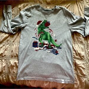 Tommy Bahama kids long sleeve shirt with a Santa Dinosaur size 7/8 like new!